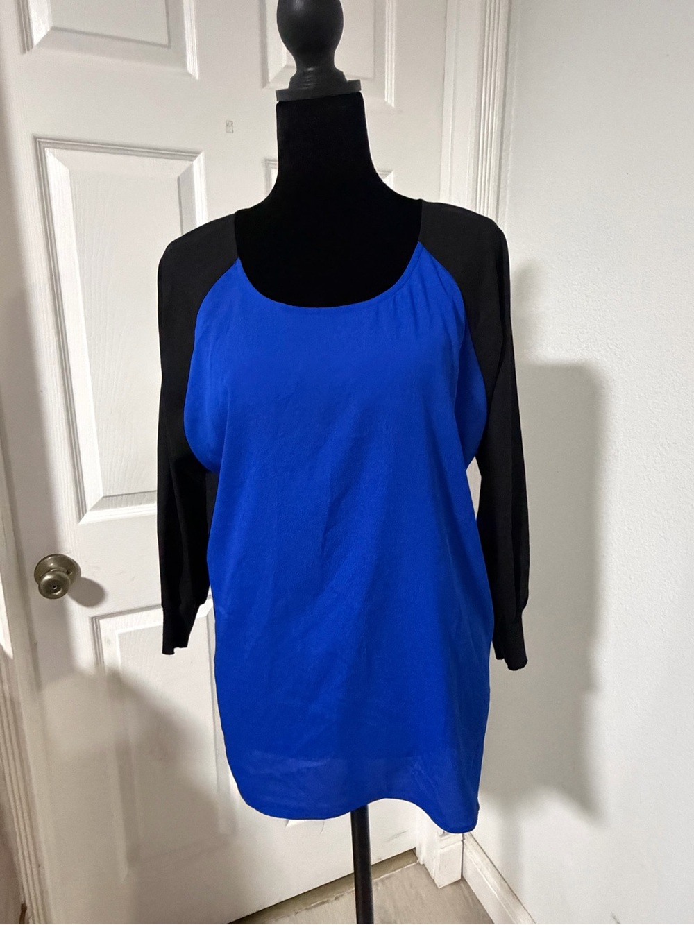 Calvin Klein Royal Blue Top with Black Raglan Sleeves